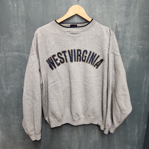 Vintage West Virginia Sweatshirt XL Gray Crewneck Pullover - Picture 1 of 9